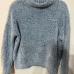 Rachel Zoe Soft Fuzzy Knit Costal Mock Neck Blue Sweater Size Medium Photo 0