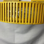 UNBRANDED WOODEN SLAT PURSE GOLDEN MUSTARD YELLOW INSIDE ZIP POUCH Gold Photo 8