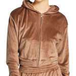 SKIMS Size S Velour Hoodie Sweatshirt Sienna Golden Brown Crop Cozy Loungewear Photo 0