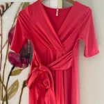 Mother Bee Maternity Coral Wrap Bow Dress Adjustable Belt Stretchy Orange Size undefined Photo 1