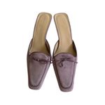 Bloomingdales Vintage Purple Lavender Suede Mules Heels Size 9.5 NEW NWOB Photo 1