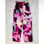 ZARA NWT Pink Floral Watercolor High Rise Wide Leg Pants Photo 1