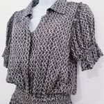 Skylar + Madison  Brown and White Ruffled Puff Sleeve Mini Dress Photo 1