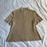 St. John scallop high neck mock neck gold metallic knit short sleeve blouse S Photo 8