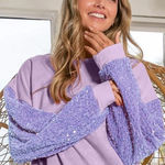 White Birch purple barbiecore sequin embellished bling long puffy sleeves NWT 3X Photo 0