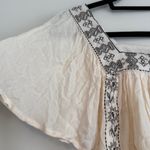 Elie Tahari NWT Boho Embroidered Blouse Square Collar Top Buttercream S/P Photo 2