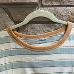 Madewell Whisper Cotton Crewneck Tee Tshirt Colewell Stripe aqua white large Photo 3
