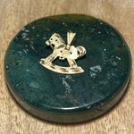 14K Solid Yellow Gold Small Toy Rocking Horse Charm Pendant Photo 0