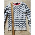 J.Crew Wave Pattern Knit Sweater White & Navy Casual Crewneck Size S Photo 3