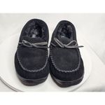 My Slippers Moccasin Slippers Womens Size 10 Black Suede Faux Fur Indoor Outdoor Photo 2