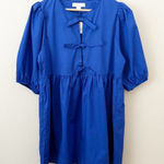 Band of the Free NWT Lapis Blue Babydoll Dress Bow Front Large Photo 0