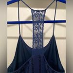 Candie's Navy Blue Sleeveless Maxi Dress With Tropical Floral Palm Leaf Details Photo 5