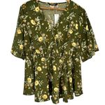 BloomChic Floral Print Ruffles Surplice Neck Blouse size 14/16 in Moss NWT Green Photo 2