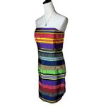 J. McLaughlin  Strapless Mini Dress 8 | Colorful Stripe Polka Dot Retro Y2K Party Photo 3