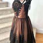Custom Vintage Inspired Brown & Black Lace Fit & Flare Cocktail Gown Photo 1
