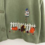 Croft & Barrow Vintage 90s Green Grandma Autumn Fall Button Up Fleece Cardigan Photo 5