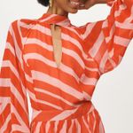 Maeve Pink and Red Mock Neck Long-Sleeve Maxi Dress Photo 2