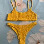 Zaful Yellow Smocked Bikini Top & Bottom Photo 8