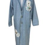 VINTAGE Fashioned by Marge Sherwin Embellished Denim Long Coat Size P/S Blue Photo 0