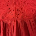 Lucky Brand  Poppy Red Eyelet Sleeveless‎ Summer Babydoll Top Blouse Size S NEW Photo 13