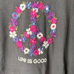 Life is Good Womens Peace Sign Flower Long Sleeve Crusher Charcoal Gray Large Photo 2