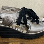 Fly London Ylva Wedge Lace-Up Mettalic Leather Sandal Shoe 38 7-7.5 Boho Grunge Photo 0