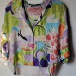 ZARA   Fruit Vegguie Grafic Art Tropical Button Dawn Crop Top Blouse Size XS Photo 1