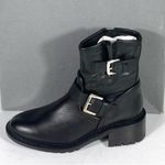 Aquatalia Omayda Water Repellent Leather Moto Bootie Boots Black Size 6 NEW Photo 2