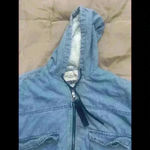 Denim Jean Hoodie Zip Cropped Jacket Sherpa Lined Blue Women's S Ashley Vintage Photo 2