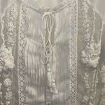 Sundance ✨ Floral Sheer Beaded Embroidered Lace Boho Sz Large Blouse Cream✨ Photo 6