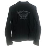 Harley Davidson  Stretch Embroidered Full Zip Long Sleeve Top T23 Photo 1