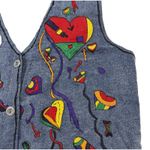 Embroidered Denim Vest Pride Rainbow Heart Size Medium‎ Agapo India Art Colorful Photo 3