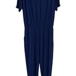 Clara Sun Woo Womens Size Medium Jumpsuit Sleeveless Wide Leg Navy Blue USA Made Photo 7