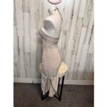 Forever 21  Beige Ruched Halter Maxi Dress • Cutout Front • Bodycon Sexy Evening Photo 2