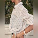 ZARA Top Twist Front Semi-Sheer Off-White Size Medium Long Sleeve V-Neck Women Photo 1