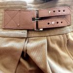 Ralph Lauren Trouser Pants Leather Belt Detail Cuff Hem Pocket Viscose Khaki 8 Tan Photo 1