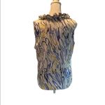 The Limited Sleeveless Ruffled Blouse White with Yellow, Purple & Black Squiggly Photo 3