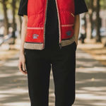 Vintage Inuk Red Vancouver Indigenous Embroidered Fleece Trim Vest size Small Photo 0