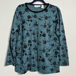 Carolyn Taylor NWT  for by Design Floral Blouse Medium Velvet Neckline Photo 1