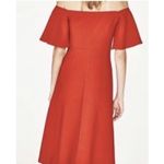 ZARA  Off The Shoulder Red Midi Dress Short Sleeve Size Medium Preppy Holiday Photo 1