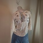 Hollister Floral Flowy Flutter Sleeve Top White, Purple, Yellow Tie Back EUC  Photo 4