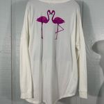 Crown & Ivy  White Flamingo Long Sleeve Sweatshirt Size Large NWT Photo 5