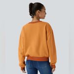 Halara  Round Neck Long Sleeve Orange Fleece Casual crewneck Sweatshirt Photo 2