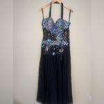 PARTYTIME Black MANY RHINESTONES Sz 16 Gown Prom Party Pageant Turquoise Photo 1