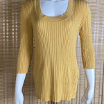 United States Sweaters UnitedStates Sweater Company Yellow Ribbed 3/4 Sleeve Sweater Photo 0