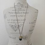 Neiman Marcus Vintage Dark Green Crystal Acorn Long Chain Necklace Gold Plated Photo 1