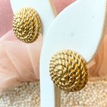 Givenchy Vintage Y2K Paris New York Gold Twisted Rope Round Clip On Earrings Photo 2