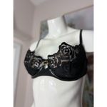 Victoria's Secret Victoria’s Secret Y2K Black Lace Sheer Push Up Bra 38C Leather Strap Vintage Photo 1