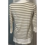 Gap Body White/Biege Striped 3/4 Sleeve 100% Cotton Tee, Medium Tan Photo 3