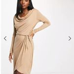 Ted Baker Camel Neyda Draped Long Sleeve Jersey Mini Dress Photo 1